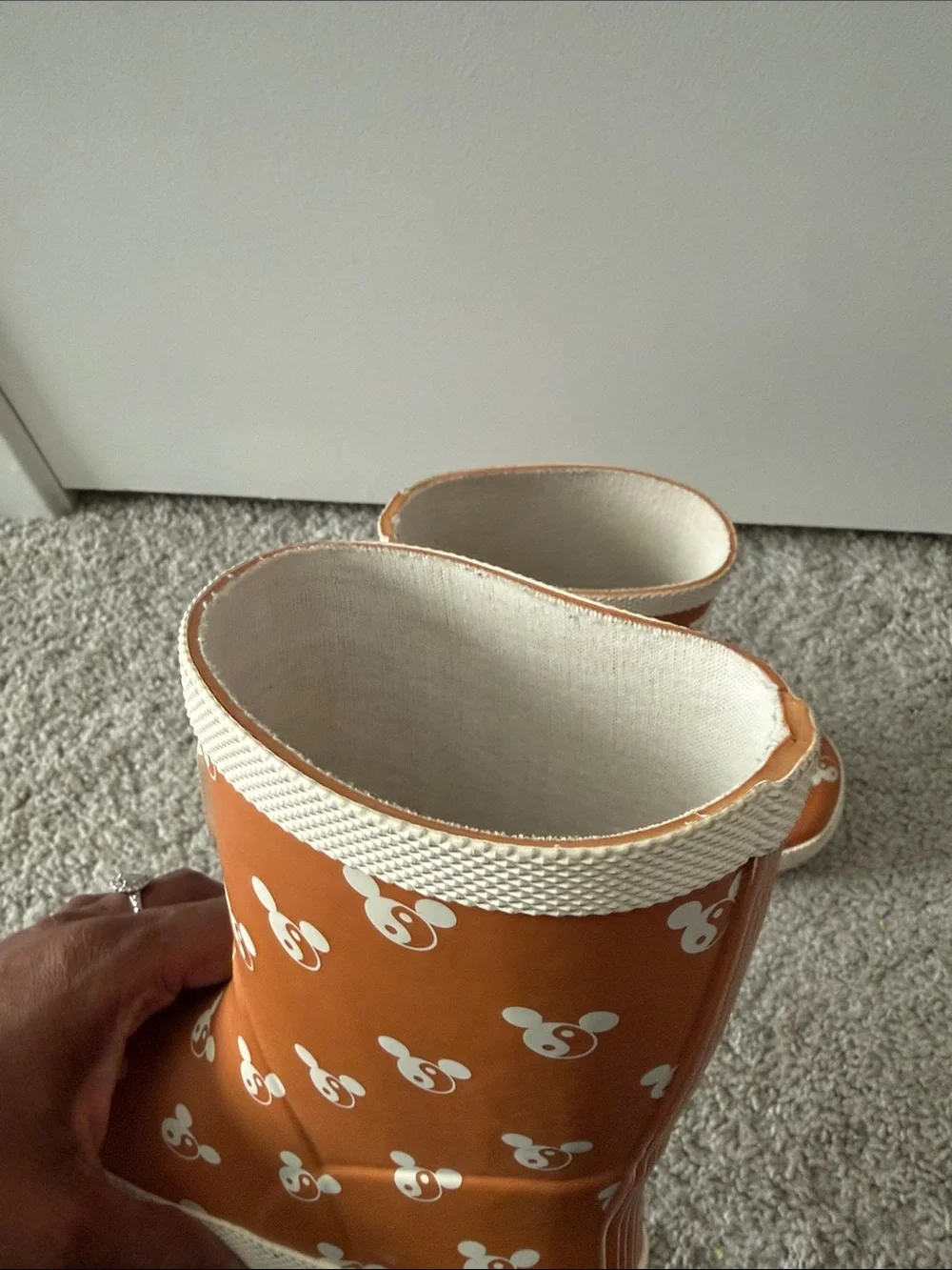 Toddler Waterproof Pumpkin Mickey-Print Rain Boots by Magical Mamas